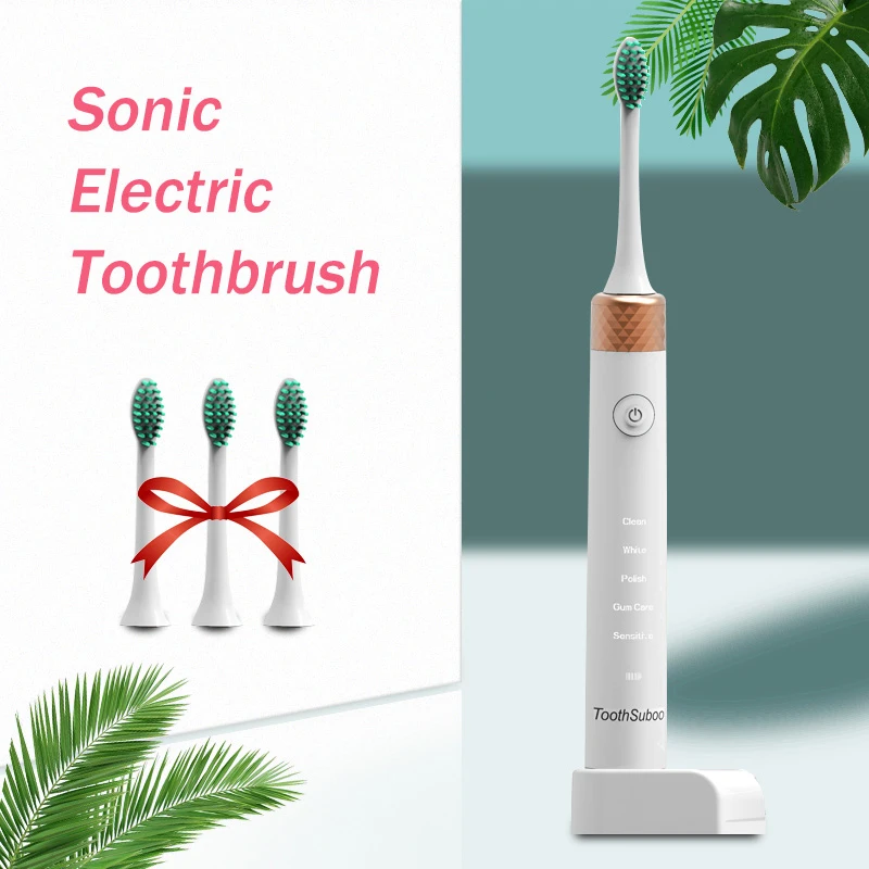 

Ultrasonic Electric Toothbrush Rechargeable 5 Modes Cover Adult Automatic Electric Toothbrush Waterproof Replacement Brush Heads