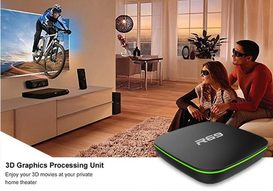 R69 Smart Android 7,1 tv Box 1G 8G Allwinner H3 четырехъядерный WiFi 2,4 ГГц телеприставка 1080P HDMI 1,4 Поддержка 3D медиаплеер