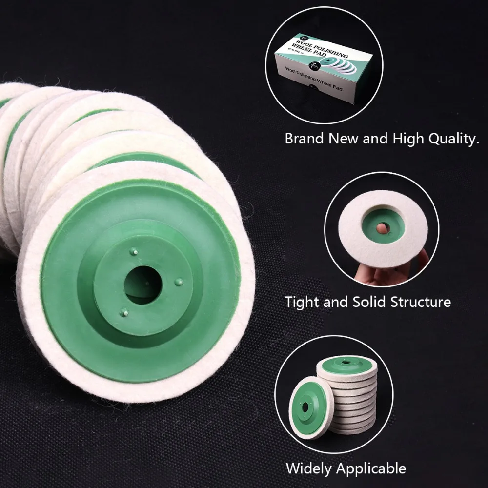 10Pcs 2 Inch Wool Felt Polishing Wheel Buffing Pad Grinding Disc 1/4" 1/8" Shank 10Pcs 2 Inch Wool Felt Polishing Wheel Buffing Pad Grinding Disc 1/4" 1/8" Shank