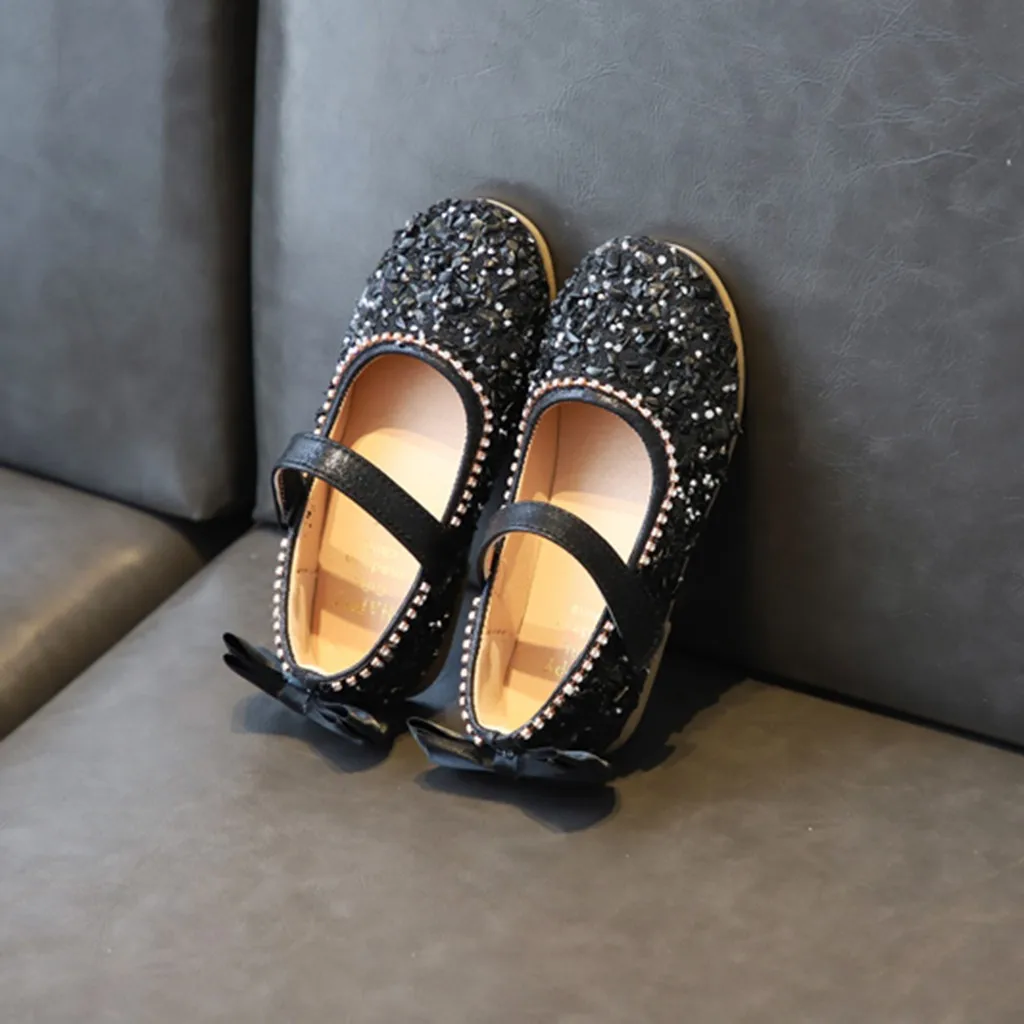 Дети младенец ребенок Кристалл для девушки Bling одиночный принцесса одиночный Повседневный Обувь на крючках и петлях Твердые бантом девочек детская обувь