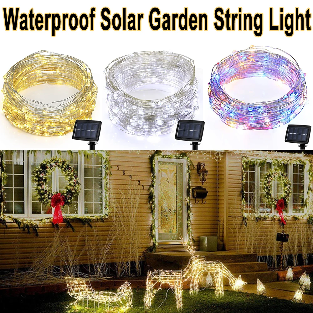 

NEW LED Solar Powered String Lights 2 Modes Steady On / Flash 10M 100LEDs 20M 200LEDs Copper Wire Waterproof LED String Light