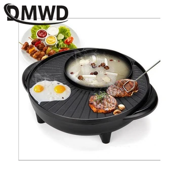 

Multifunction Electric grill Griddle BBQ Machine shabu pot roast Meat baking pan barbecue iron fondue hot pot Grilling Roaster