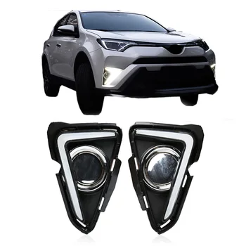 

Magic ColorM 2PCS New Quality LED Daytime Running Light Daylight Fog Lamp With Turn Signal White Amber For Toyota RAV4 2016 2017