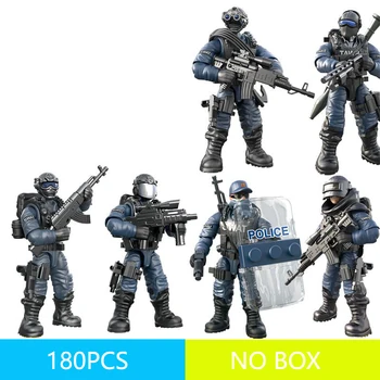 

180pcs Police figure model Building Blocks Military series Lightning Swat doll bricks Children educational toys gift