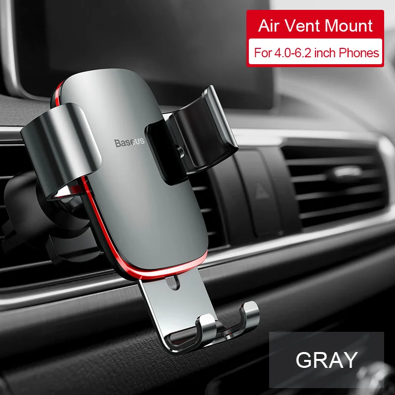 Автомобильный держатель для телефона Baseus Gravity для автомобиля, CD слот, держатель для телефона на вентиляционное отверстие, подставка для iPhone X, samsung, металлический держатель для мобильного телефона - Цвет: Air Vent GRAY