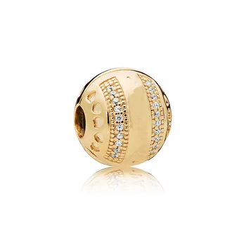 

Fashion 925 Sterling Silver Beads Round Clip Charms fit Original Pandora Bracelets Women DIY Jewelry