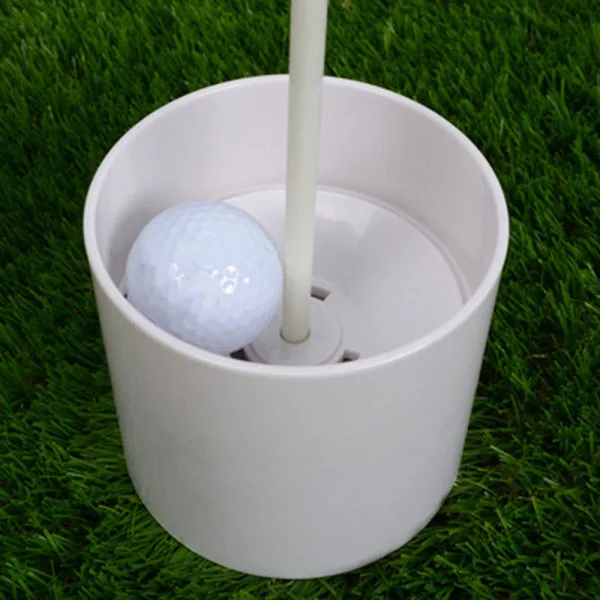 2.7Cm Aperture Outdoor Golf Training Flagpole Hole Cup Golf Training Aids Three Holes White Plastic Golf Hole Cup