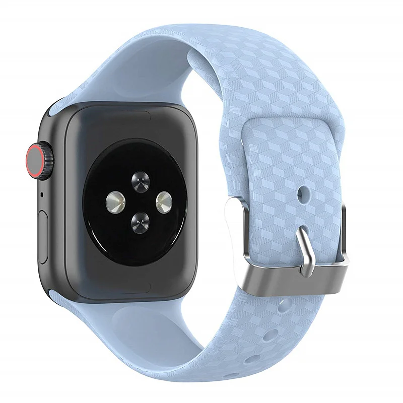 blue Ремешок с 3D текстурой для apple watch 5, 4 ремешка, 44 мм, iwatch, 42 мм, correa, apple watch, 38 мм, 40 мм, силиконовый ремешок для часов pulseira 3, 2, 44 - Цвет ремешка: blue