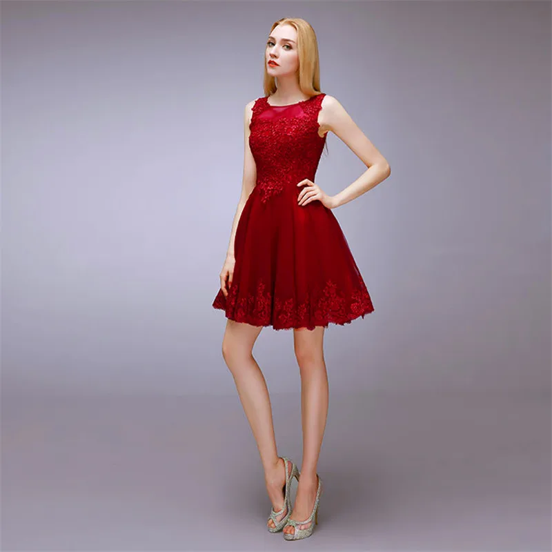 ; robe de soiree Тюль Красные вечерние платье на выпускной с кружевной аппликацией; платье трапециевидной формы; vestido de festa; женская обувь нарядные платья