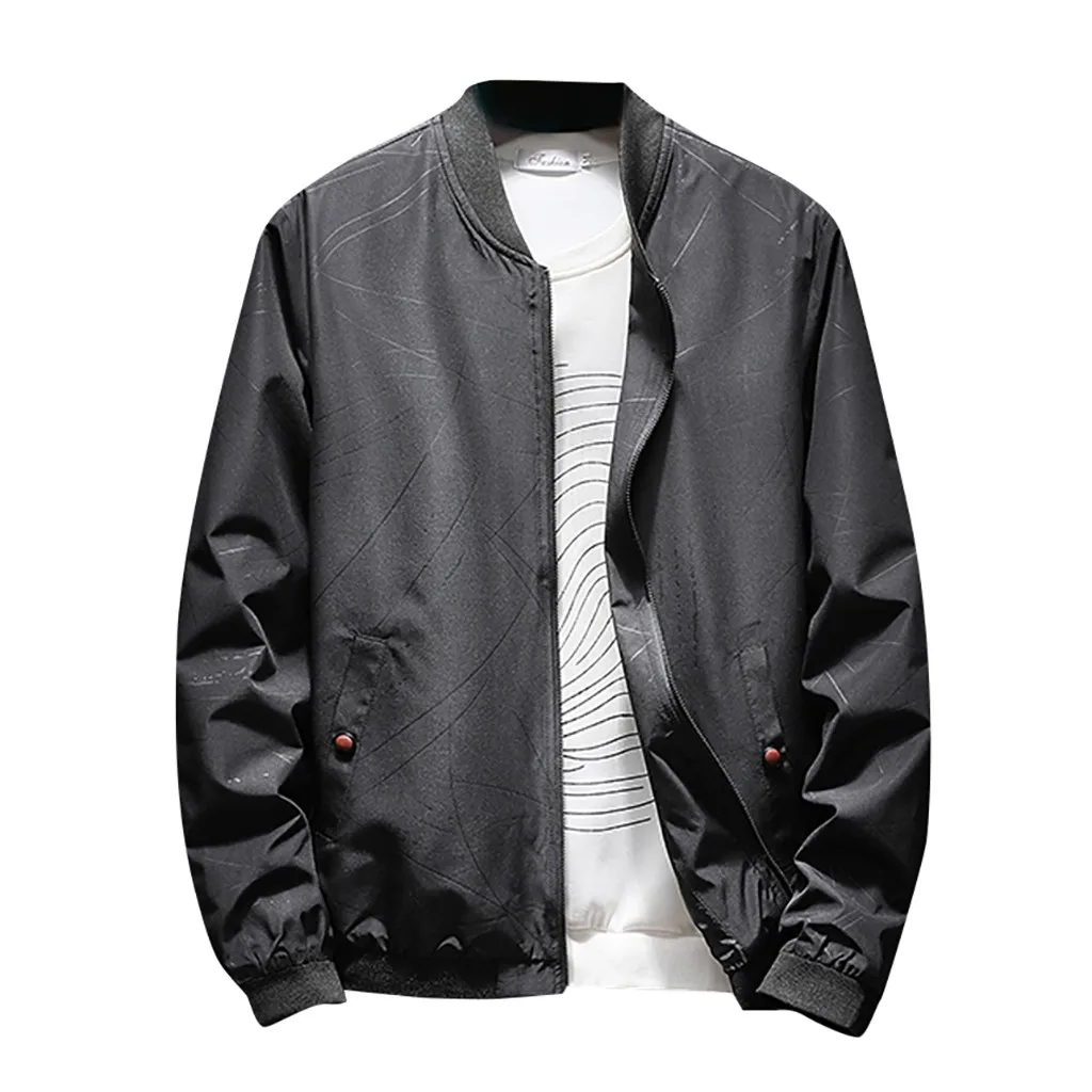 Black Chaquetas hombre, мужская осенне-зимняя модная однотонная верхняя одежда на молнии, повседневные топы, пальто, зимняя мужская куртка - Цвет: Black