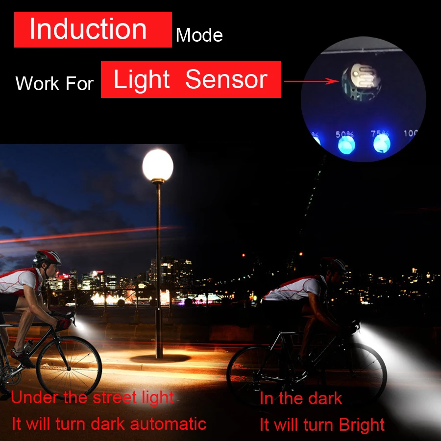 Умный велосипедный светильник, перезаряжаемый через USB, светодиодный велосипедный передний фонарь, настоящий, 800 люмен, задний светильник, набор с колокольчиком, 120 дБ, водонепроницаемый, T6, головной светильник