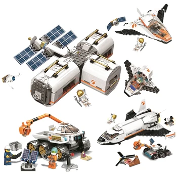

2020 New City Space Series Lunar Space Station Mars Research Shuttle Model Building Blocks Compatible Lepining Toys For Children