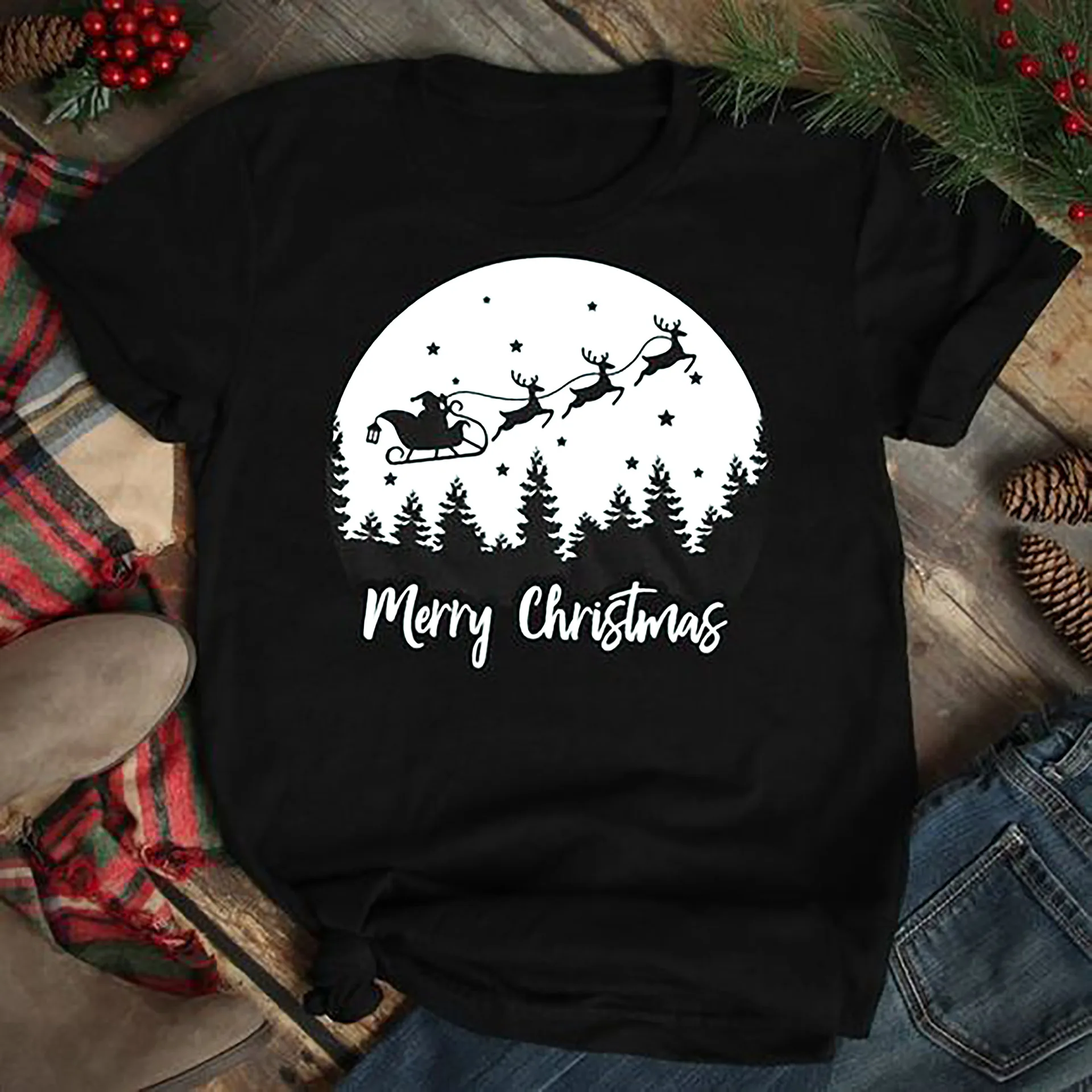 

Short Sleeved Men T Shirt Funny Printed Loose Christmas Anime Shirt Tops Women Harajuku O-neck Mens Workout T Shirts