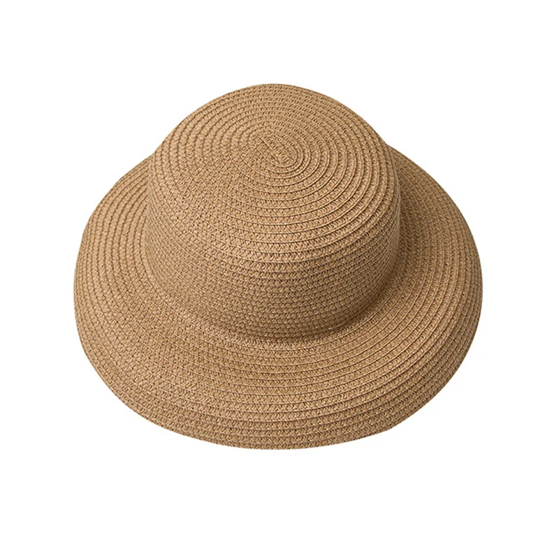 Панама женская Соломенная с плоскими полями для детей и взрослых в стиле кэжуал |
