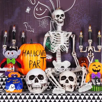 

36 Inch Halloween Prop Skeleton Full Size Skeleton Skull Hand Lifelike Human Body Poseable Anatomy Model Party Festival Decor