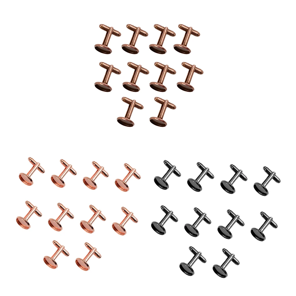 10 pcs Antiqued Bronze Black Gold 12mm Round Blank Settings Cuff Links Findings DIY Projects