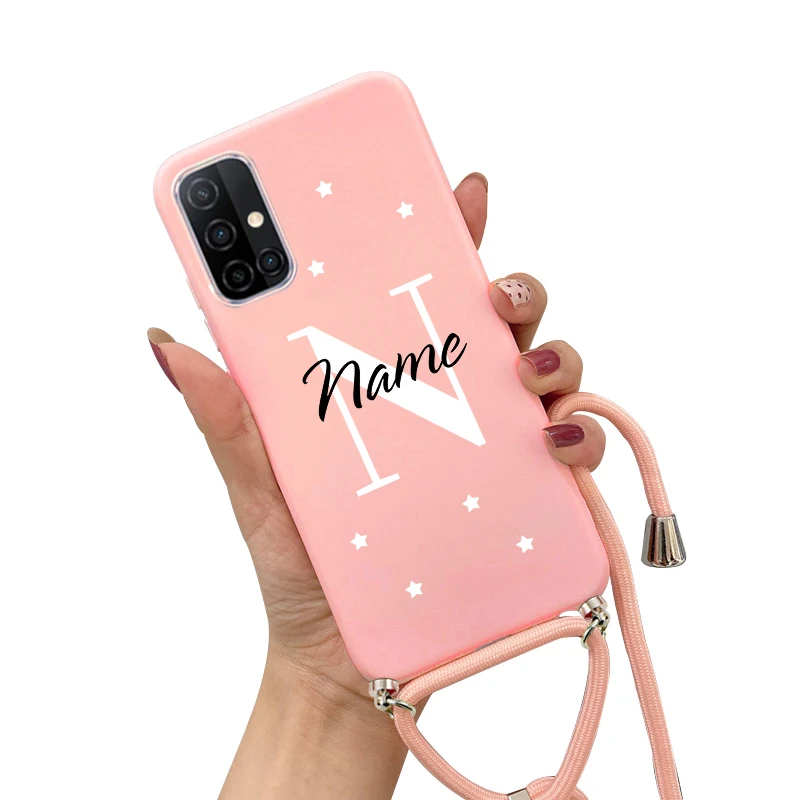 kawaii phone cases samsung Cá Tính Tùy Chỉnh Tên Dây Ốp Lưng Dành Cho Samsung Galaxy Samsung Galaxy A10 A50 A40 A70 A71 A51 A21S A31 A12 A32 A42 A52 a72 5G S21 S20 FE S10 S9 kawaii phone case samsung Cases For Samsung