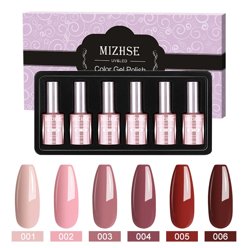 MA-C001-BOX MIZHSE 6 шт. замачиваемый Серый Розовый Гель-лак для ногтей длительное гибридное лаковое гелевое покрытие для ногтей белый черный гибридный гель для ногтей набор - Цвет: MA-C001-BOX
