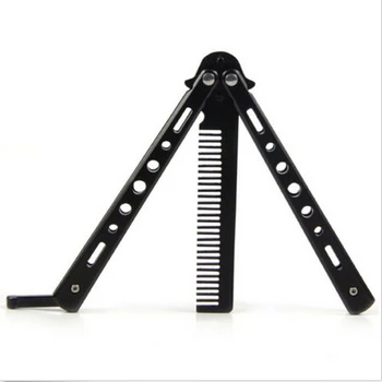 

New folding blade knife butterfly comb knife comb with black and silver color Stainless steel fold knife Outdoor Sports Tool