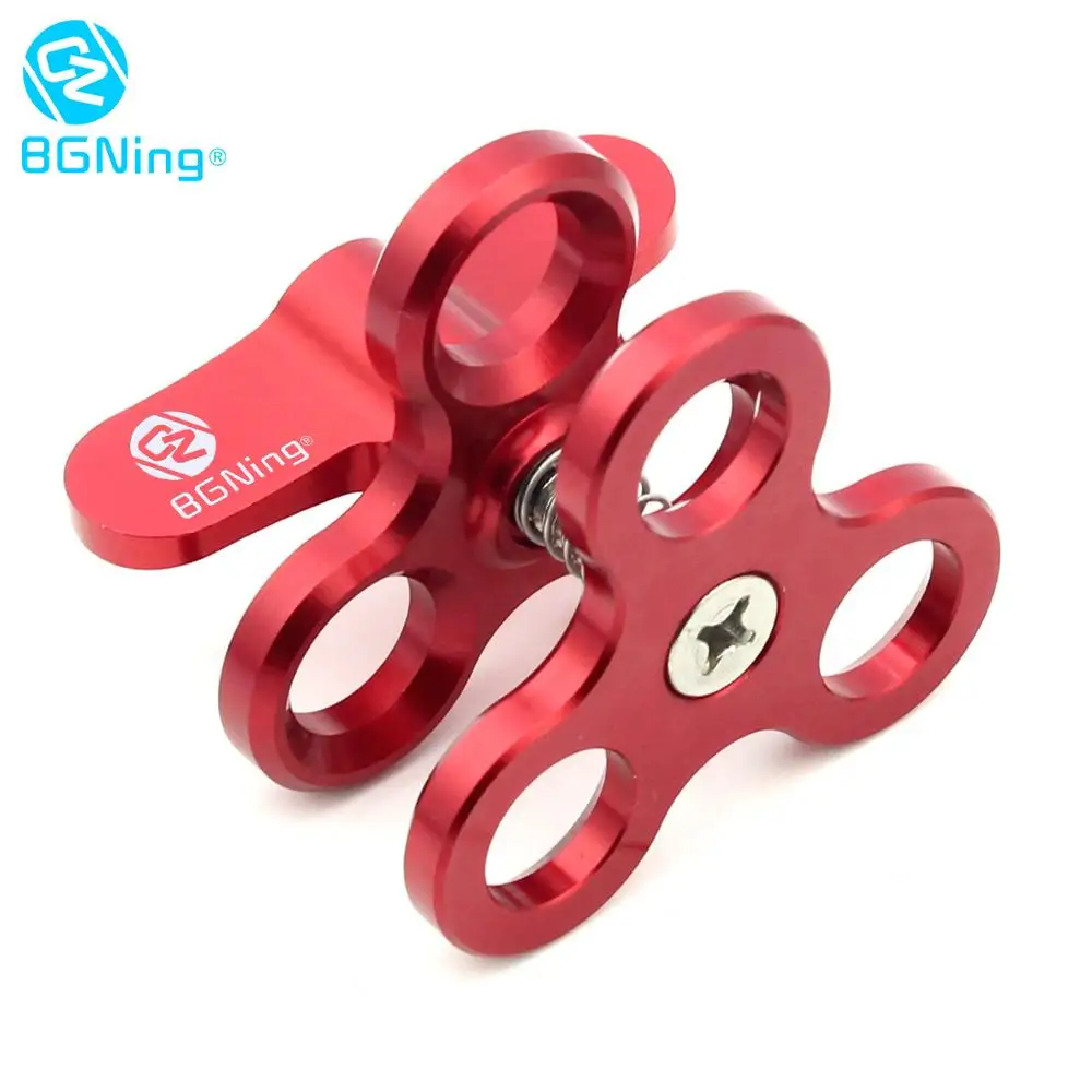 red 3 holes clip CNC бабочка зажим 2 3 открытое отверстие Дайвинг светильник Кронштейн Разъем штатива шаровой головкой адаптер для Gopro Спорт SLR камера - Цвет: red 3 holes clip