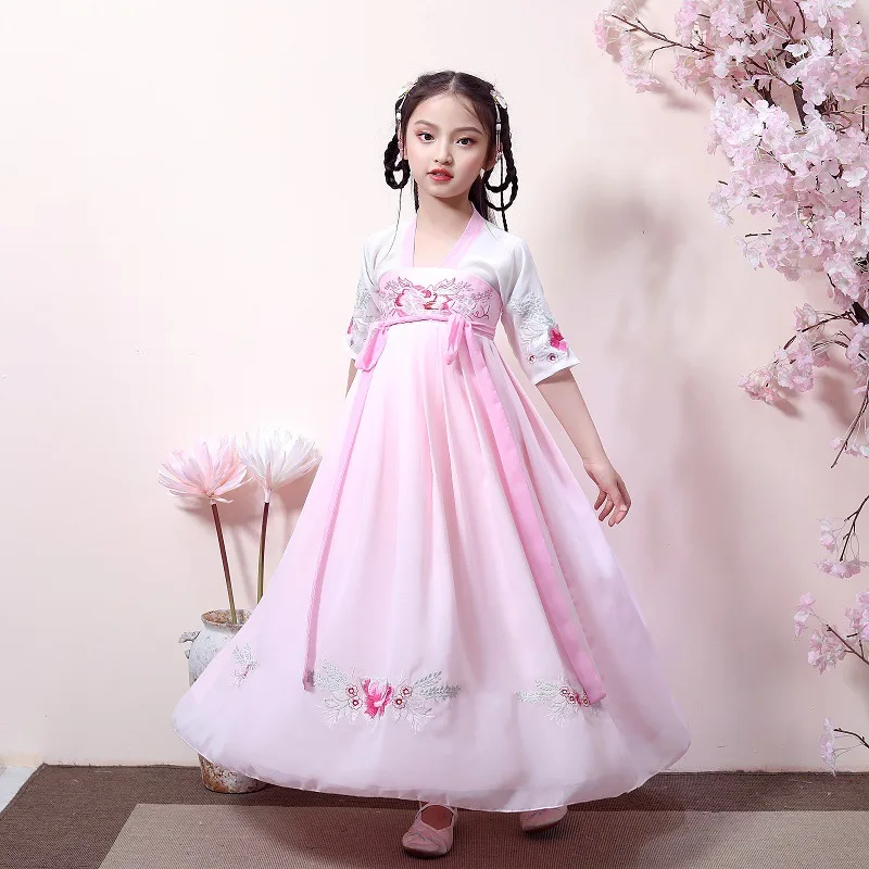 

Girls Chinese Clothing 2019 Summer Wear New Style CHILDREN'S Dress Ancient Costume Chest-high Dress Antique Style Immortal Chine
