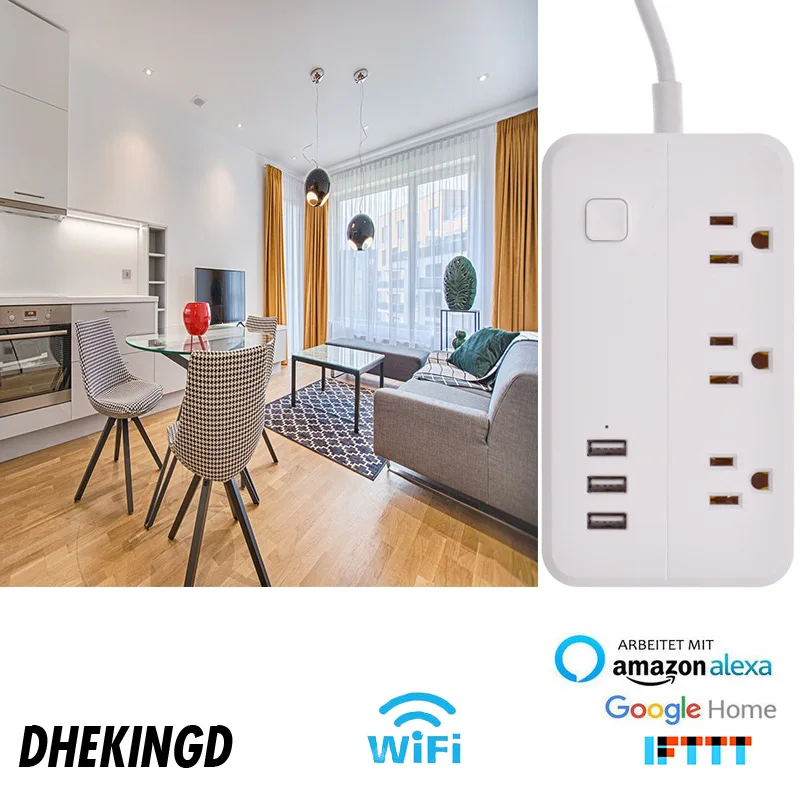 Wifi Smart power Strip розетки стабилизатор напряжения 3 US гнездо штепсельной вилки переменного тока с USB Homekit 1,5 м удлинитель для Alexa Google Home