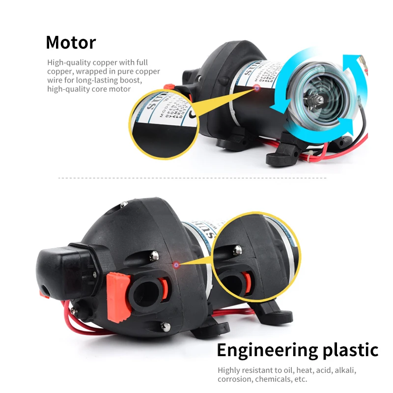 12V 24V DC Battery Electric Three-chamber Diaphragm Caravan Marine Self-priming Pump