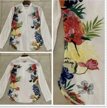 19 Espanhol ° varios Estilos Impressos e Camisas das Mulheres Emendados(1 - Цвет: 19