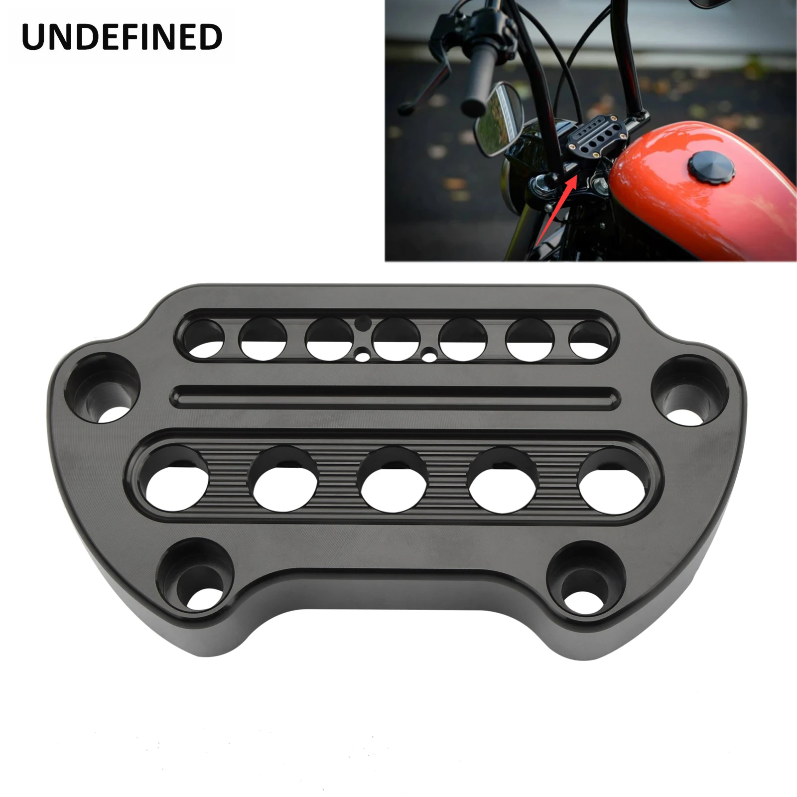 thumbnail interactive-video image 1 of Motorcycle Handlebar Riser Clamps - Indicator Light Top Clamp For Harley Models 1 of 2