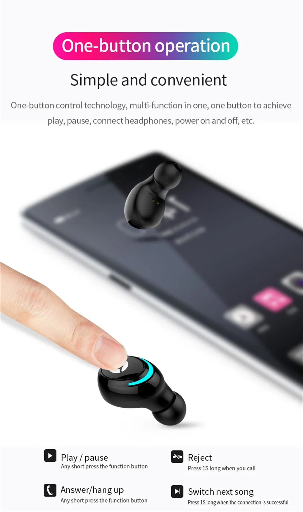 Мини Bluetooth наушники 5,0 высокое качество спортивные 3D стерео беспроводные наушники Спортивная гарнитура с двумя микрофонами для всех мобильных телефонов