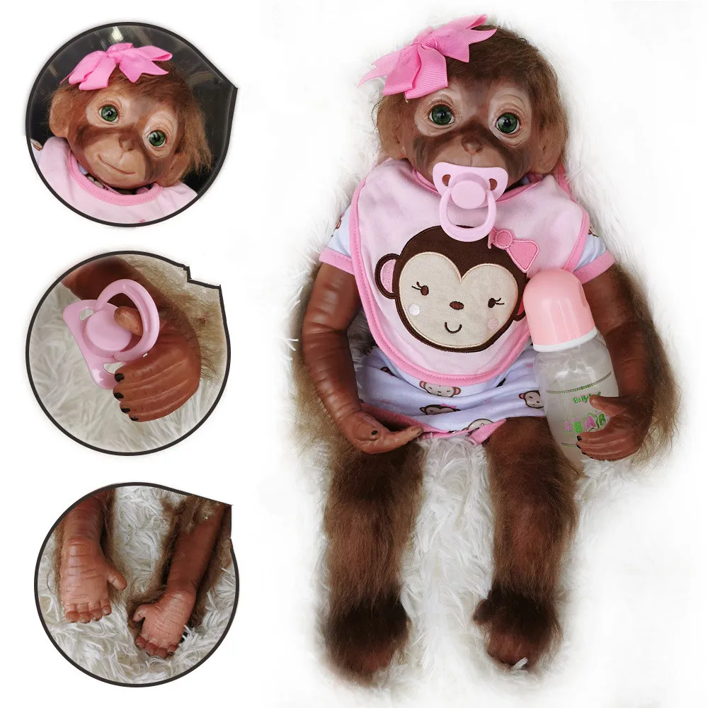 20 дюймов Реалистичная кукла обезьяна ручной работы детальная краска Reborn Baby paint Reborn Baby Doll орангутанг детская игрушка для новорожденных Кукла коллекционная
