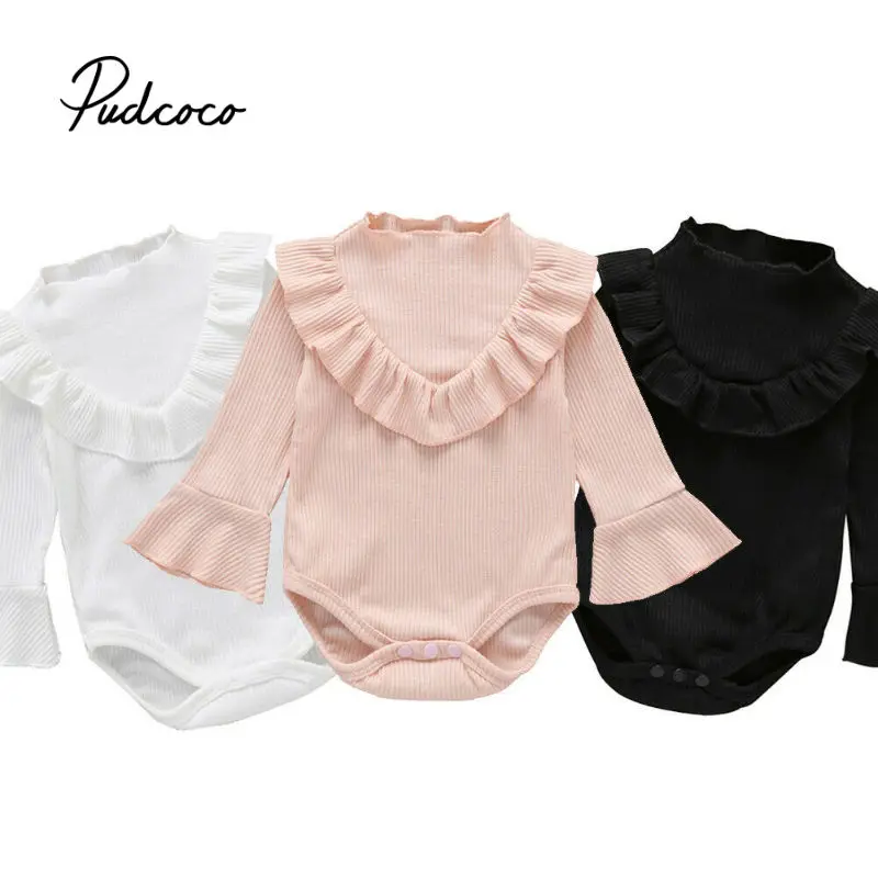 2019 летний костюм с длинными рукавами и рюшами для новорожденных девочек