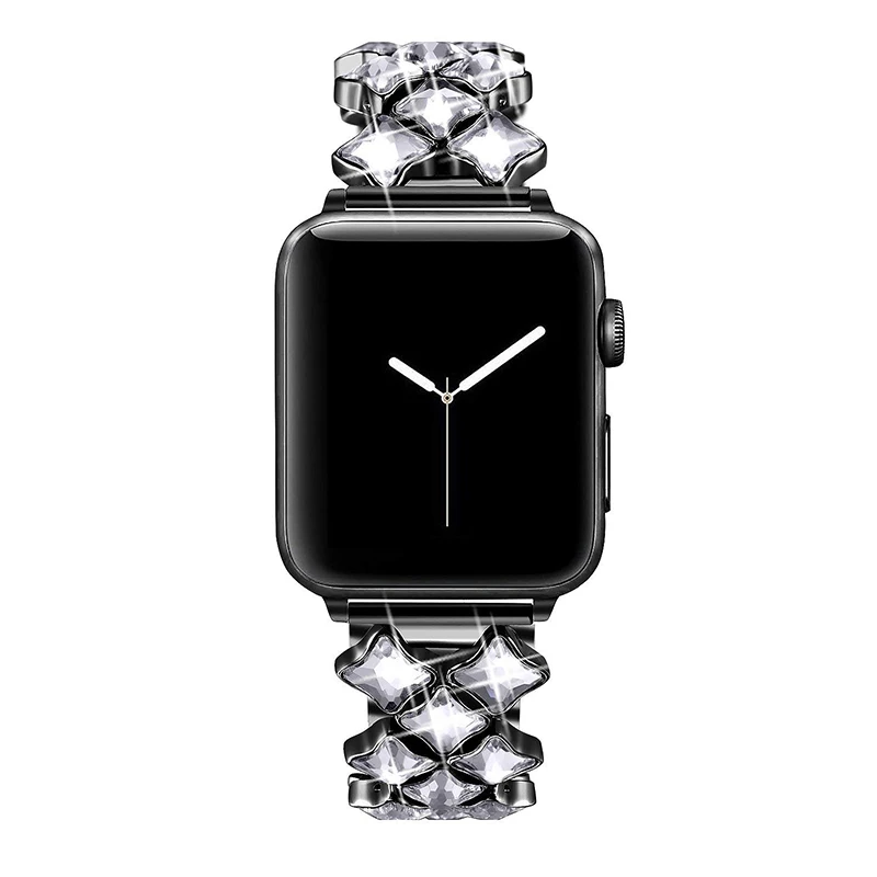 Браслет с бриллиантами и кристаллами, женский ремешок для часов Apple Watch 5, браслет из нержавеющей стали, ремешок для часов iwatch 40 мм 44 мм