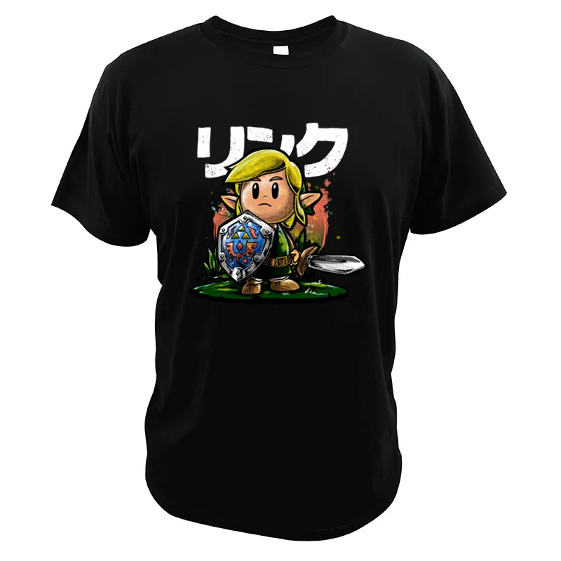 Черный Футболка с надписью Legend of Zelda, хлопок, цифровой принт, высокое качество, футболки для видео игр, топы, футболка с надписью Link's Awakening - Цвет: Черный