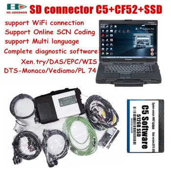 

For Benz Complete obd2 car diagnostic tool mb star c5 i5 laptop cf52 with Latest software xen.try 2020.06 Dts-Monaco 8.16 etc.