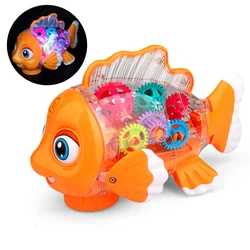 Engrenage électrique Transparent, poisson balançoire universel, lumières colorées, jouets musicaux, téléphone, jouets pour bébé, pour enfants 