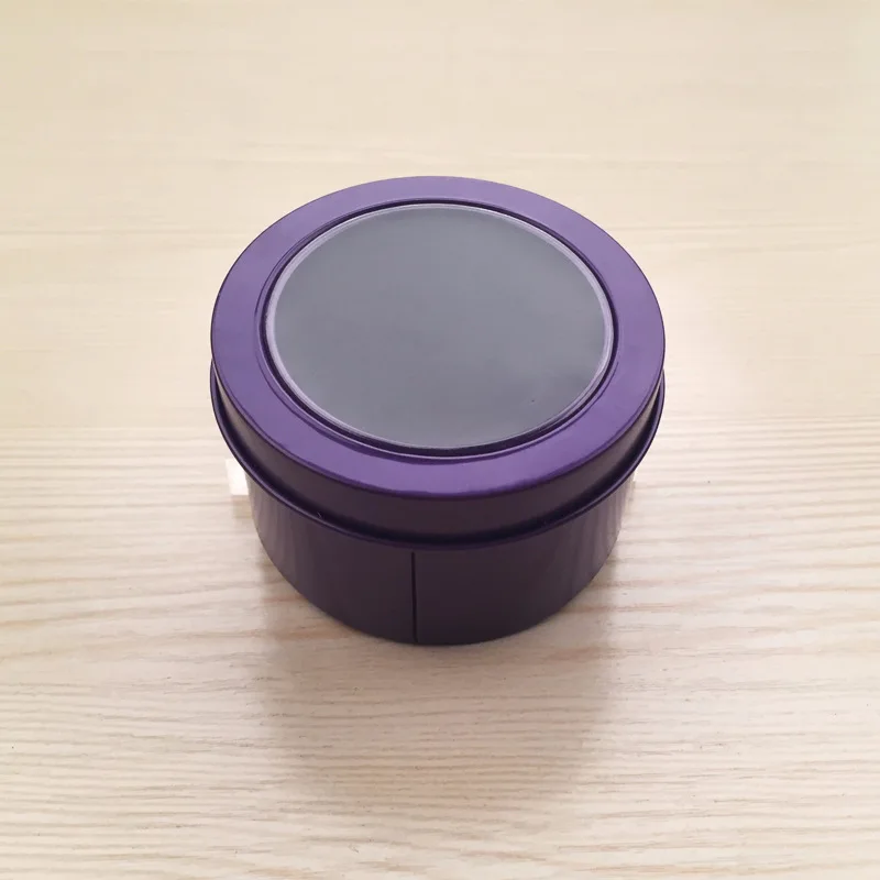 Purple Круглый подарок, Свадебная коробка для конфет, упаковка, ПВХ, жесть, флип часы, металлическая коробка, прямые продажи с фабрики - Цвет: Purple