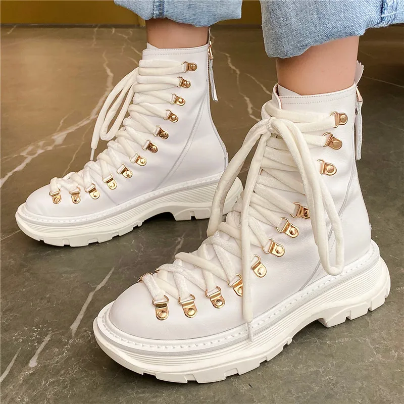 Женские ботильоны из натуральной кожи на плоской подошве|Полусапожки| |