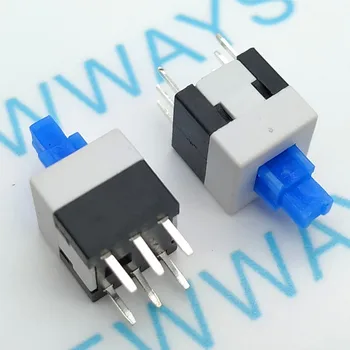 

100pcs/Lot 8*8mm latching switch Self lock On/Off button switch double row self-locking 6 feet
