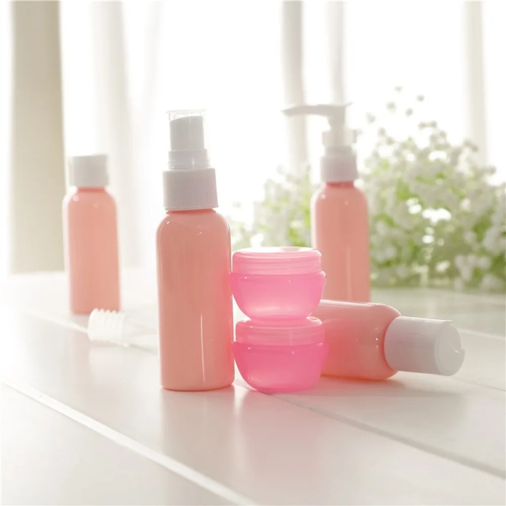9pcs Refillable Bottles Kit Plastic Jar Travel Size Liquid Foundation Lotion Bottle Set  (3)