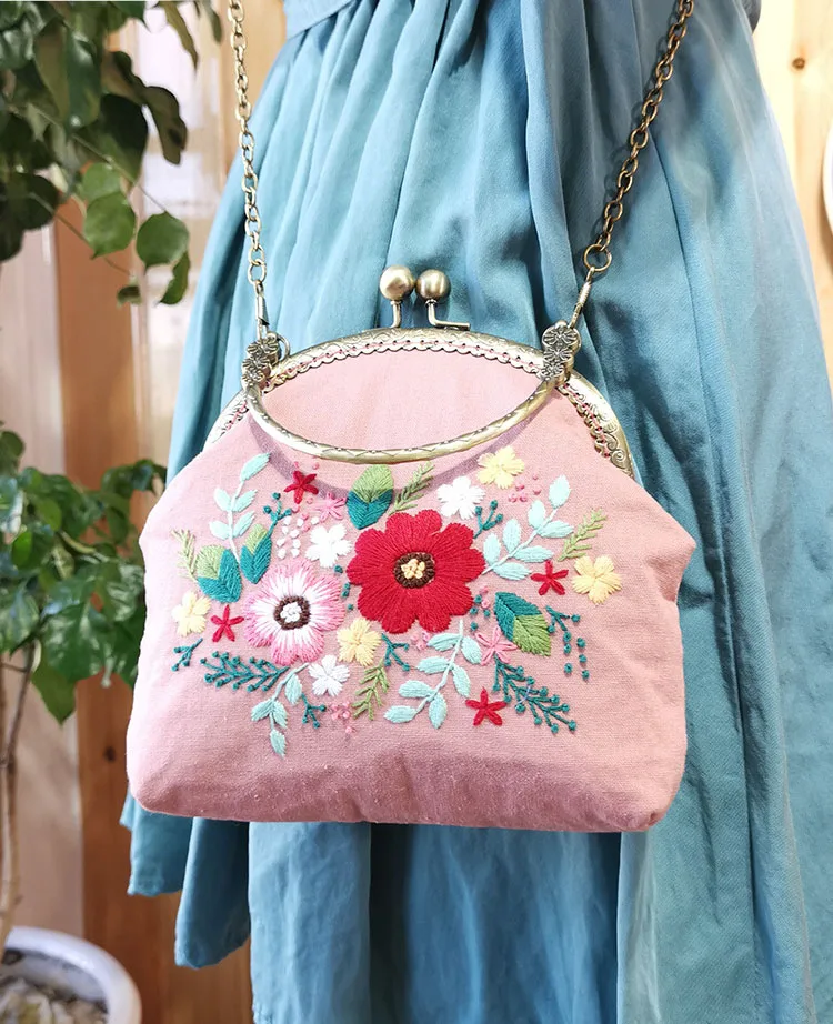 Портативный DIY вышивка набор цветок кошелек, дамская сумочка крестиком Набор для начинающих Рукоделие Шитье Искусство ремесло подарки другу