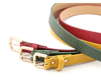 

Women's belt imitation leather alloy pin buckle belt stone pattern fashion lizard pattern decorative jeans women's belt