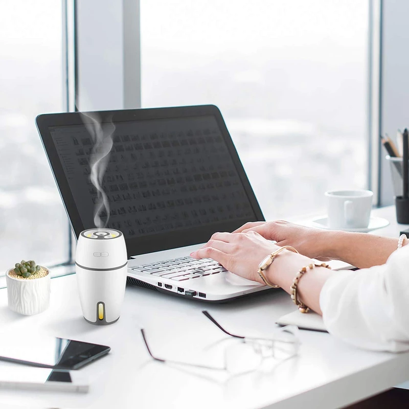Essential Oil Diffuser,300Ml Aroma Diffuser Cool Mist With Adjustable 7 Color Led Lights Portable Usb Mini Desktop Cup Air Humid