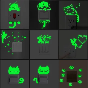 

Animal unicorn dog micki cartoon room decor 3D Silicone wall on-off switch light luminous wall outlet sticker