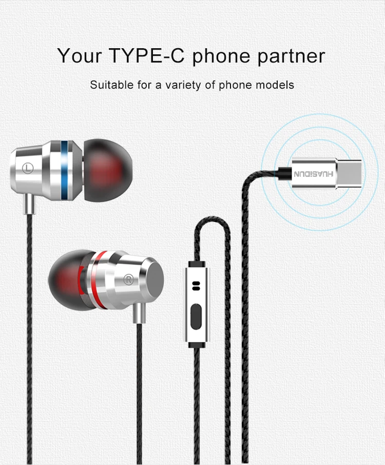 HIFI USB type C в ухо Hedset Мягкие силиконовые наушники-капельки проводной сабвуфер музыкальные наушники с микрофоном 150 шт./партия