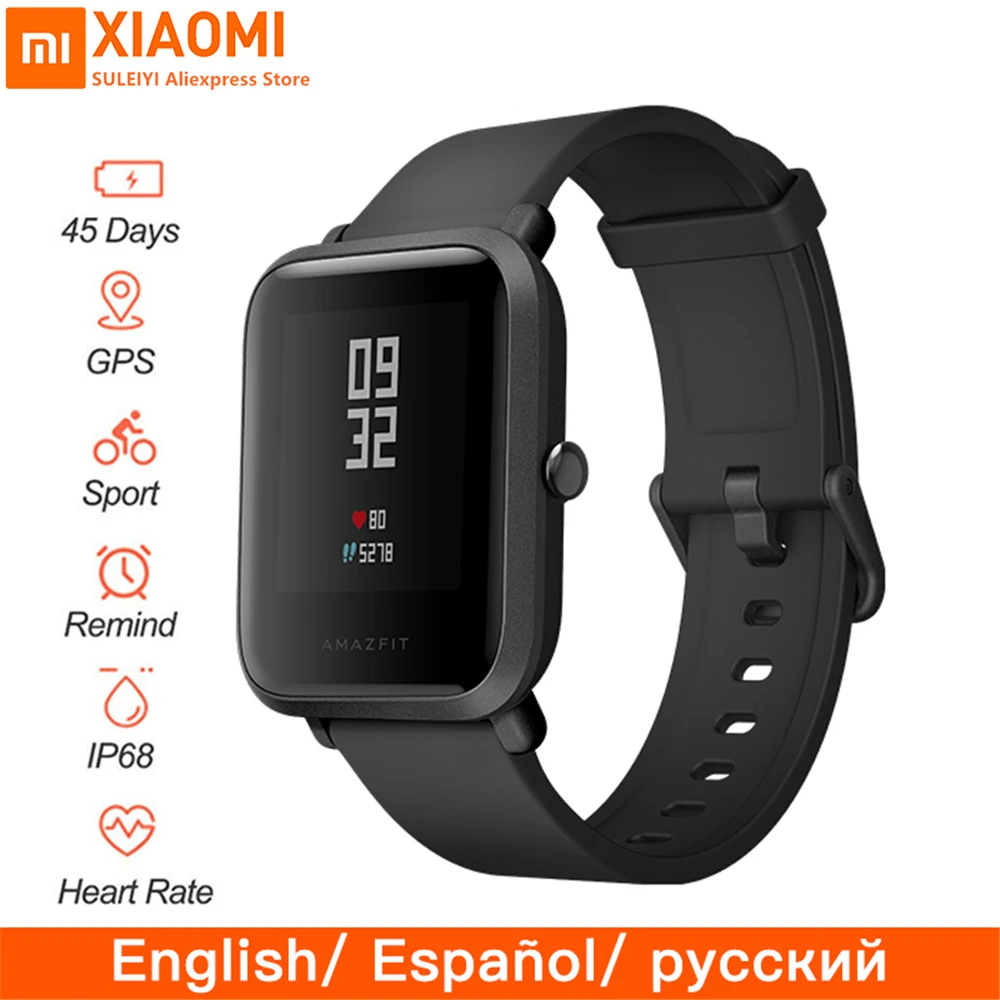 

100% Original Global Version Xiaomi Huami Amazfit Bip Gts Smart Watch Wristband GPS GLONASS Bluetooth Heart Rate 45Days Standby