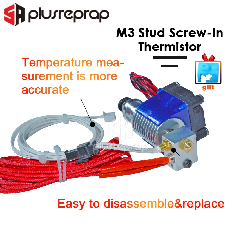 Upgraded V6 J-head Hotend Wade/Bowden Extruder with Heater M3 screw-in Thermistor Nozzle Fan Heat sink MK8 3D for Printer Parts