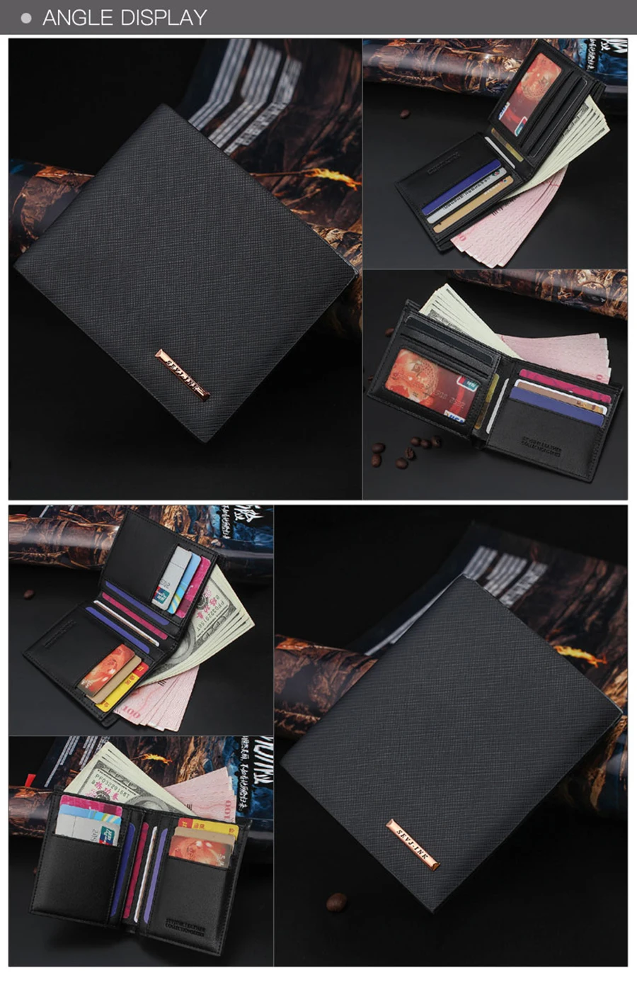 Короткий Мужской бумажник в деловом стиле тисненая индивидуальность два раза Горизонтальная и вертикальная Сумочка качество PU кожаный кошелек-Карточница