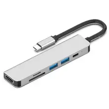 Aliexpress - 6-in-1 Type-C Hub 4K USB-C  Adapter USB3.0 Card Reader Support 87W PD Fast Charging for Macbook, Phones