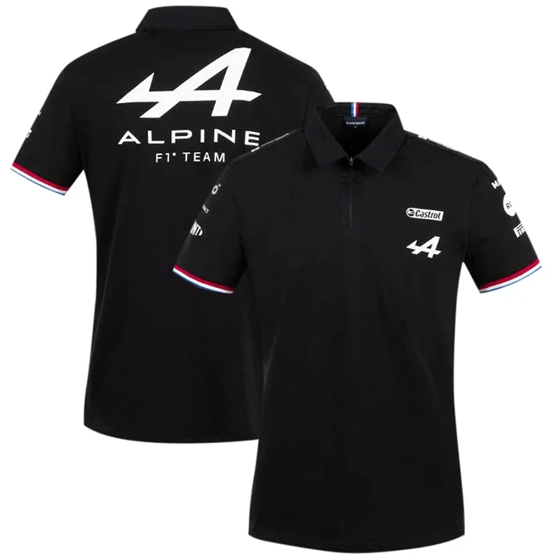 Сезон 2021 Спортивная футболка для мотоспорта Alpine F1 белая черная дышащая